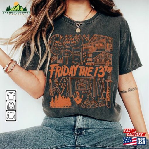 Friday The 13Th Movie Doodle Art Shirt Vintage Merch Tee Horror Quotes Sweatshirt Halloween Da3006dt T-Shirt Hoodie