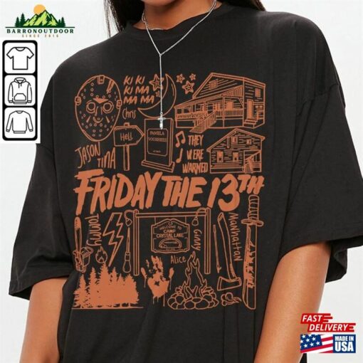 Friday The 13Th Movie Doodle Art Shirt Vintage Merch Tee Horror Quotes Sweatshirt Halloween Da3006dt T-Shirt Hoodie