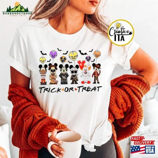 Funny Disney Halloween Mickey Horror Characters Shirt Mouse Movie Friends Balloons Unisex Sweatshirt