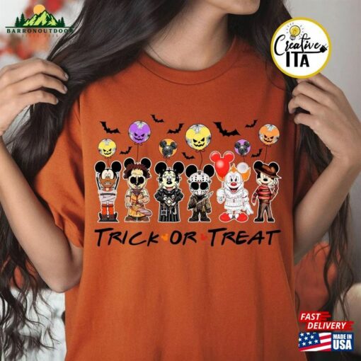 Funny Disney Halloween Mickey Horror Characters Shirt Mouse Movie Friends Balloons Unisex Sweatshirt