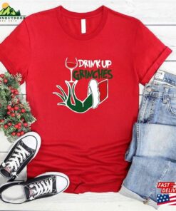 Funny Drink Up Grinches Wine Bestie Christmas Matching Shirt Champagne Party Sweatshirt T-Shirt