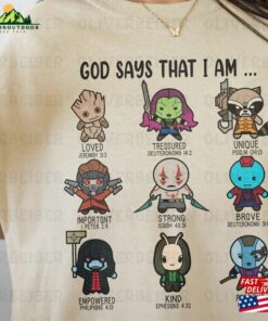God Says That I Am Guardians Of The Galaxy Characters Shirt Disney Family Vacation Classic Unisex