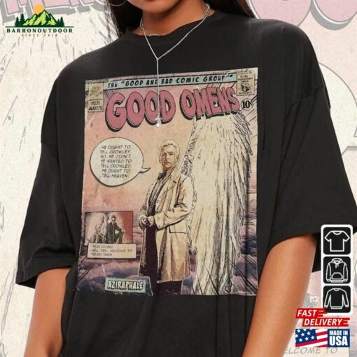 Good Omens Move Comic Shirt Aziraphale 2023 Retro Graphic Tee Unisex Gift Hoodie Classic