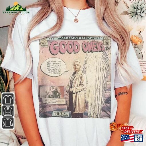 Good Omens Move Comic Shirt Aziraphale 2023 Retro Graphic Tee Unisex Gift Hoodie Classic