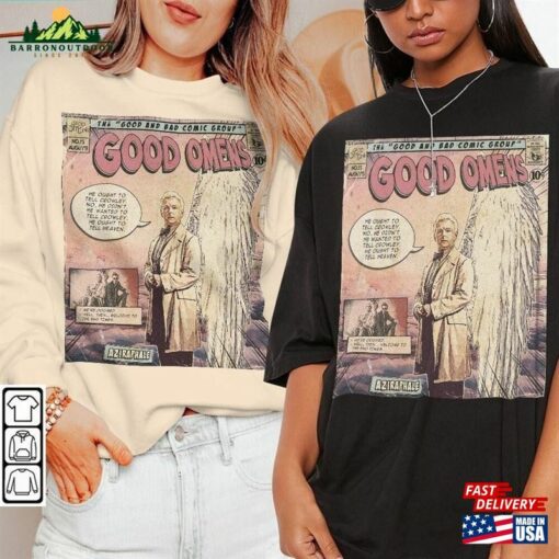 Good Omens Move Comic Shirt Crowley 90S Vintage Merch Book Art Aziraphale 2023 Retro Graphic Tee Unisex Gift Hoodie V4