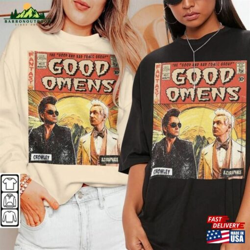 Good Omens Movie Comic Shirt Aziraphale 2023 Retro Graphic Tee Unisex Gift Hoodie Sweatshirt Classic