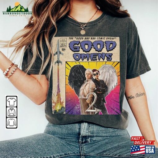 Good Omens Movie Comic Shirt Crowley 90S Vintage Merch Book Art Aziraphale 2023 Retro Graphic Tee Unisex Gift Hoodie V2v1 Classic T-Shirt