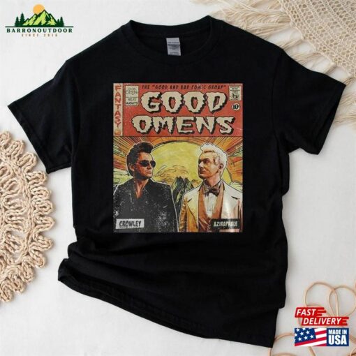 Good Omens Movie Comic T-Shirt Crowley 90S Vintage Merch Book Art Classic