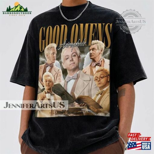 Good Omens Vintage Shirt Aziraphale Crowley 90S Sweater T-Shirt Hoodie