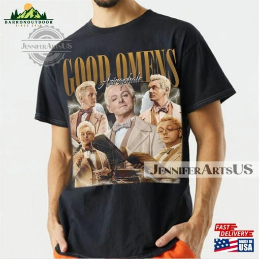 Good Omens Vintage Shirt Aziraphale Crowley 90S Sweater T-Shirt Hoodie