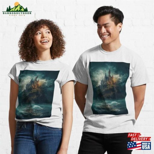 Gothic Castle Island In The Ocean Classic T-Shirt