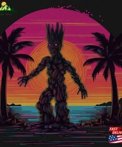 Groot Retrowave Shirt Unisex Graphic Tee Movie Sweatshirt Hoodie