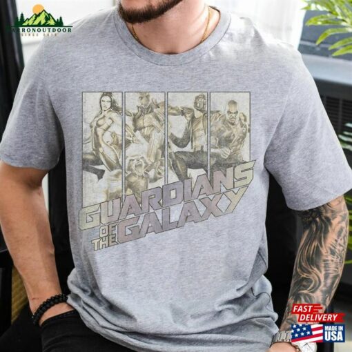 Guardians Of The Galaxy Group Shot Distressed Panels Shirt Marvel Movie 2023 Hoodie Classic