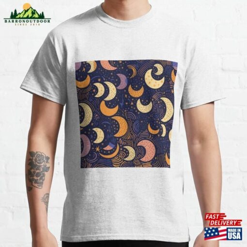 Half Moon Patterns Orange Purple Black Classic T-Shirt