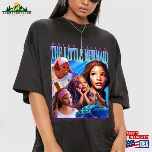 Halle Bailey Vintage Shirt The Little Mermaid 2023 Live Action Black Girl Magic Hoodie Sweatshirt