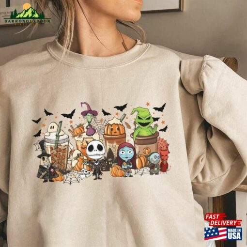 Halloween Characters Coffee Cup Shirt Drink Latte Sweatshirt T-Shirt