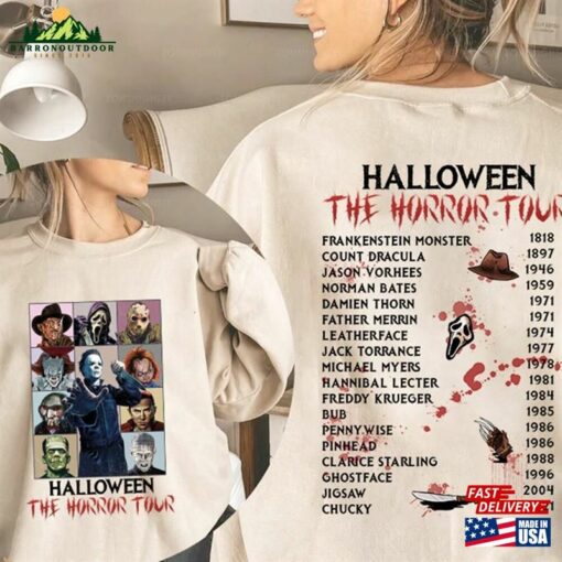 Halloween Characters The Horror Tour Shirt Movie Eras Universal Studios Nights 2023 Classic Sweatshirt