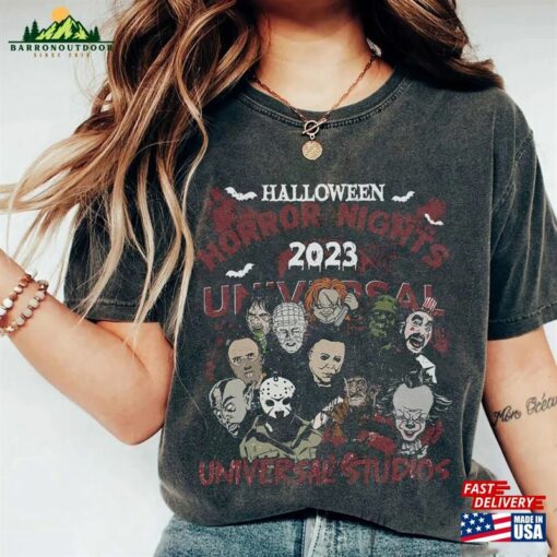 Halloween Characters The Horror Tour Shirt Universal Studios Nights 2023 Hoodie Unisex