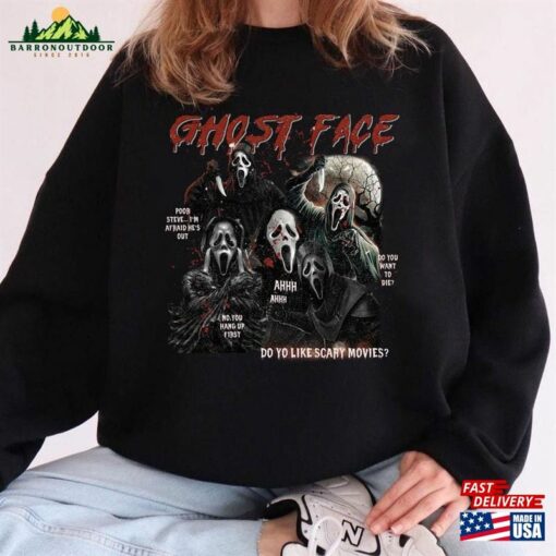 Halloween Ghost Face Shirt Horror Movie Retro 90S Scream T-Shirt Hoodie