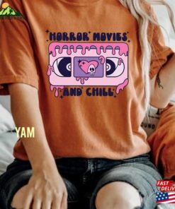 Halloween Horror Movies And Chill Comfort Color Shirt Party Sweatshirt Trick Or Treat Unisex Tshirt Hoodie 4