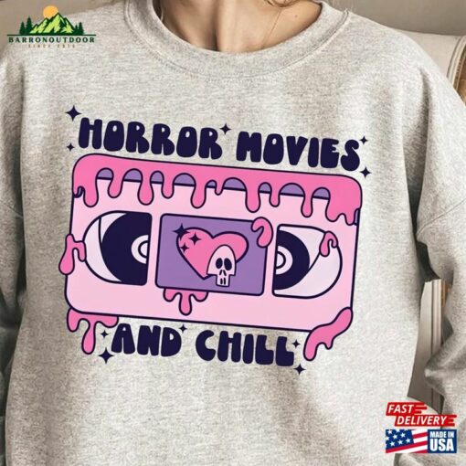 Halloween Horror Movies And Chill Comfort Color Shirt Retro Spooky Vibes Unisex T-Shirt Party Sweatshirt Classic