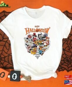 Happy Halloween Mickey Friends Heart Skeleton Pumpkin Flower T-Shirt Classic Hoodie