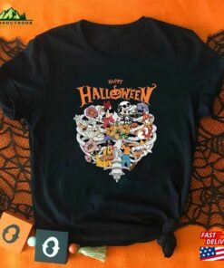 Happy Halloween Mickey Friends Heart Skeleton Pumpkin Flower T-Shirt Classic Hoodie