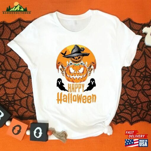 Happy Halloween Pumpkin Shirt Skeleton T-Shirt Funny Party Classic Hoodie