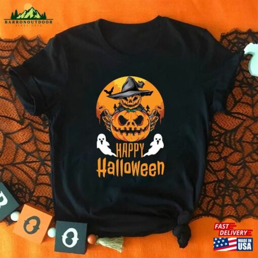 Happy Halloween Pumpkin Shirt Skeleton T-Shirt Funny Party Classic Hoodie