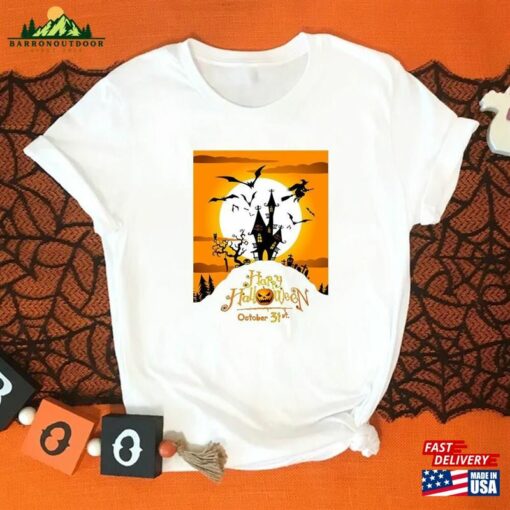 Happy Halloween Pumpkin Shirt Skeleton T-Shirt Funny Party Unisex