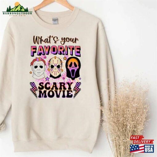 Horror Movie Halloween Shirt Characters Spooky Vibes Classic Sweatshirt