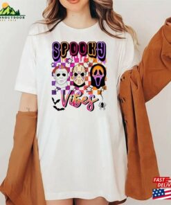 Horror Movie Halloween Shirt Characters Spooky Vibes Classic Unisex
