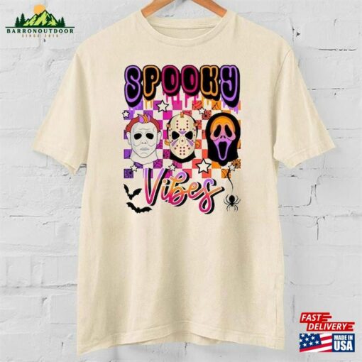 Horror Movie Halloween Shirt Characters Spooky Vibes Classic Unisex