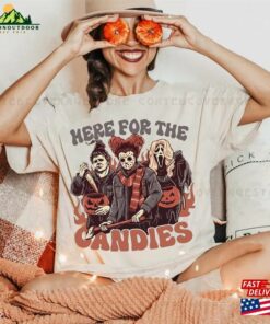 Horror Movie Here For The Candies Shirt Vintage Halloween Gift Sweatshirt Classic