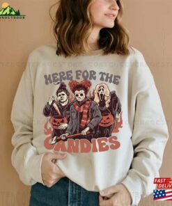 Horror Movie Here For The Candies Shirt Vintage Halloween Gift Sweatshirt Classic