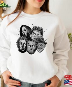 Horror Movie Sweatshirt E34 Halloween Characters Funny Ghostface Tee Unisex Hoodie