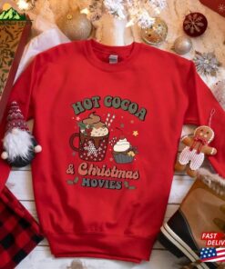 Hot Cocoa And Christmas Movies Shirt Retro Cozy Sweatshirt Winter T-Shirt