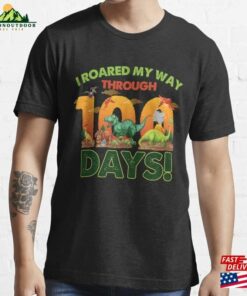 I Roared My Way Through 100 Days Of School T Rex Dino Kids Essential T-Shirt Unisex I Roared My Way Through 100 Days Of School T Rex Dino Kids Essential T-Shirt Unisex