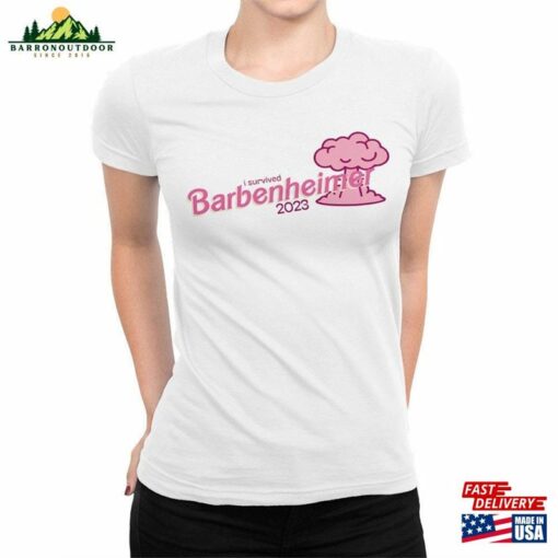 I Survived Barbenheimer 2023 T-Shirt Barbie And Oppenheimer Mashup Shirt Men Classic Unisex