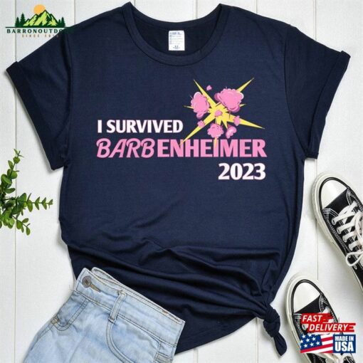 I Survived Barbenheimer 2023 T-Shirt Five Png Movie Design Classic Unisex