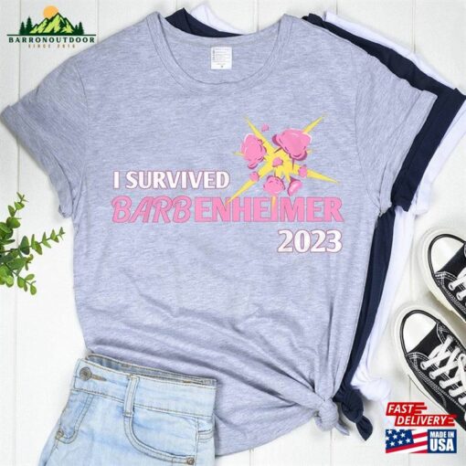 I Survived Barbenheimer 2023 T-Shirt Five Png Movie Design Classic Unisex