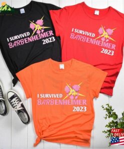 I Survived Barbenheimer 2023 T Shirt Five Png Movie Design Classic Unisex 4