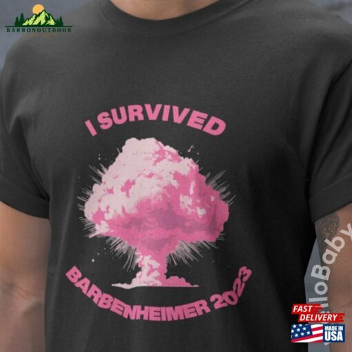 I Survived Barbenheimer Pink Bomb Unisex Jersey Short Sleeve Tee Shirt Hoodie T-Shirt