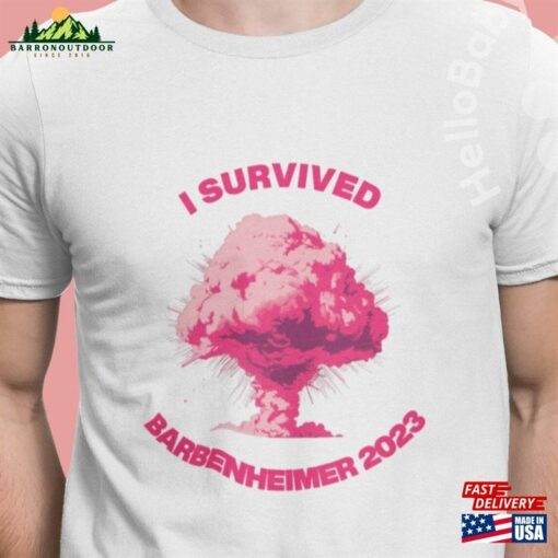 I Survived Barbenheimer Pink Bomb Unisex Jersey Short Sleeve Tee Shirt Hoodie T-Shirt