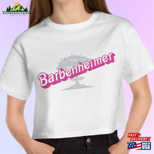 I Survived Barbenheimer Women’s Cropped T-Shirt In Pink Barbie Font For Premiere Oppenheimer Movie Am Become Death Destroyer Of Worlds Sweatshirt Hoodie