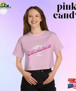 I Survived Barbenheimer Women’s Cropped T-Shirt In Pink Barbie Font For Premiere Oppenheimer Movie Am Become Death Destroyer Of Worlds Sweatshirt Hoodie