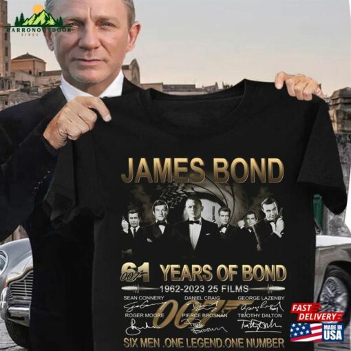 James Bond 007 61Th Anniversary 1962 2023 Signatures Movie Shirt Hoodie Classic