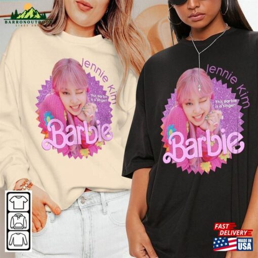 Jennie Kpop Shirt Blackpink Sweatshirt Barbie Vintage Retro Graphic Tee Music Unisex Gifts Fan Hoodie