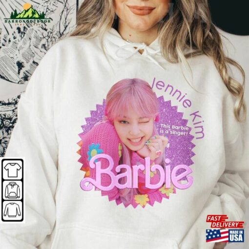 Jennie Kpop Shirt Blackpink Sweatshirt Barbie Vintage Retro Graphic Tee Music Unisex Gifts Fan Hoodie