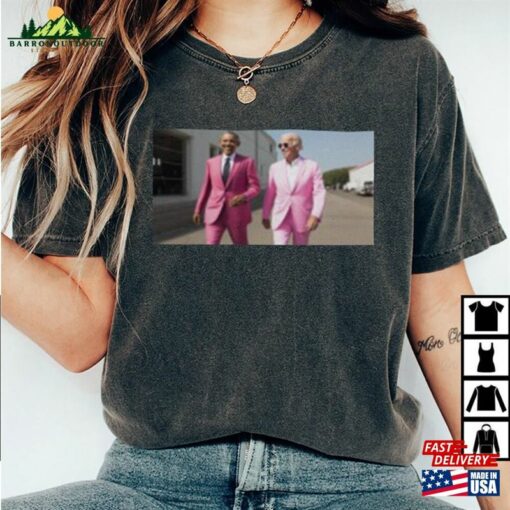 Joe Biden X Barack Obama In Pink Suited T-Shirt Trendy Shirt Barbenheimer Sweatshirt